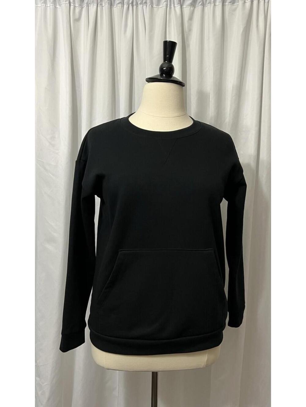 Mondetta Ladies' Brushed Fleece Crewneck Sweatshirt Sz L Black Kangaroo Pocket